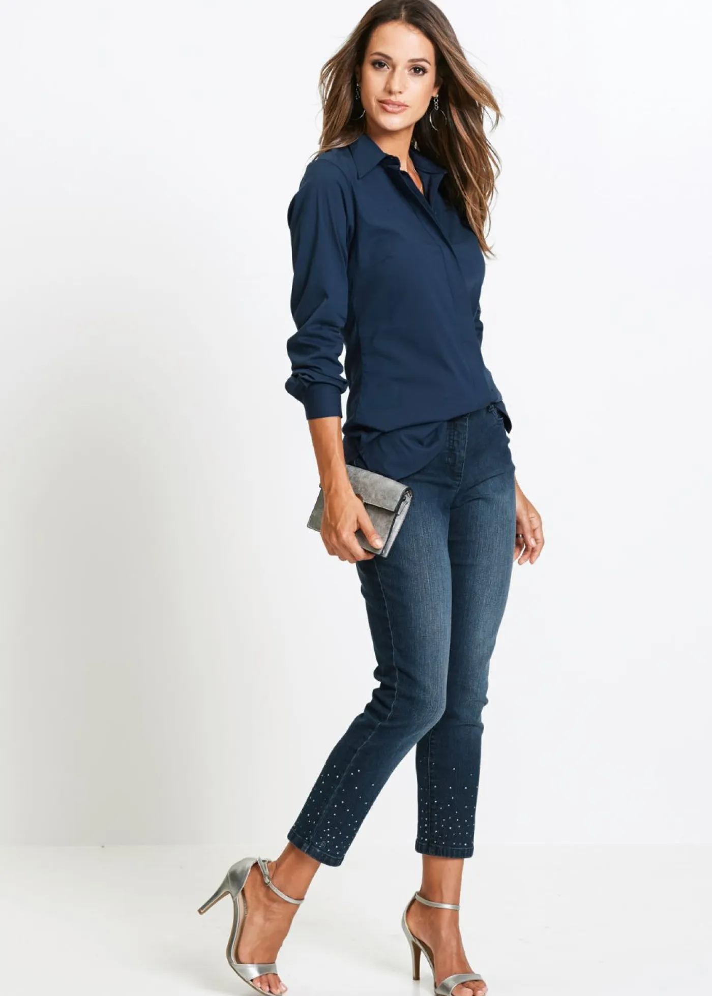 Online Blusa elástica larga Mujer Camisas Y Blusas