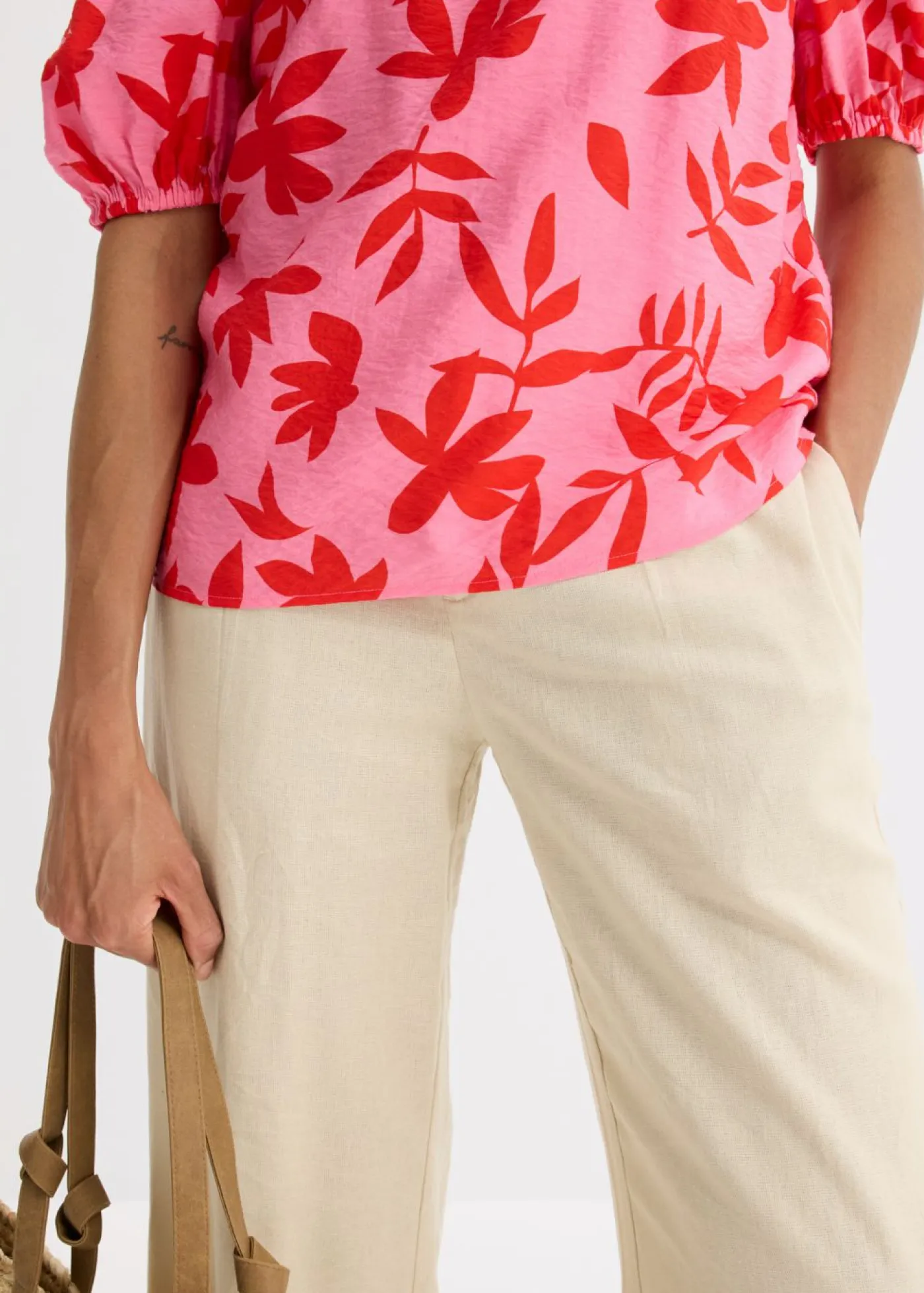 Hot Blusa estampada de mezcla de viscosa fina con escote bañera Mujer Camisas Y Blusas