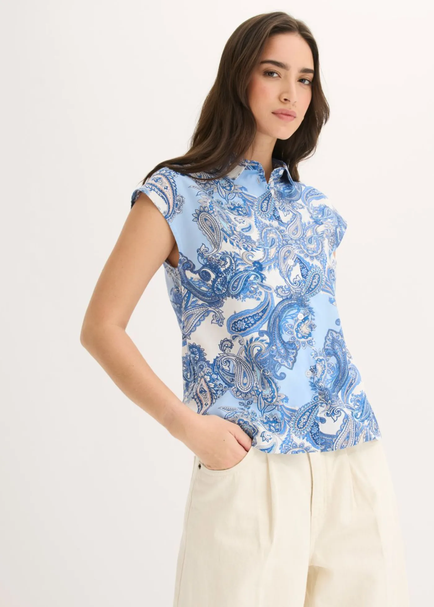 Outlet Blusa estampada de viscosa fluida Mujer Conjuntos De Ropa|Camisas Y Blusas