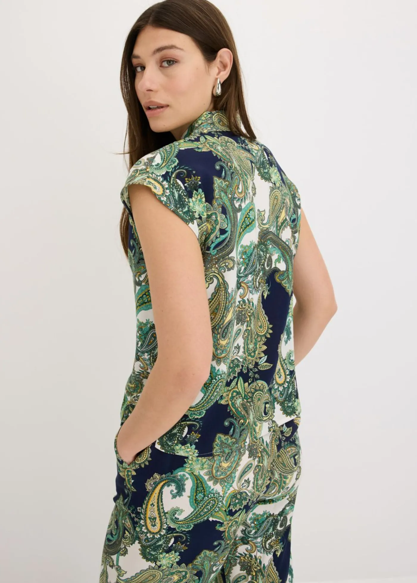 Sale Blusa estampada de viscosa fluida Mujer Conjuntos De Ropa|Camisas Y Blusas