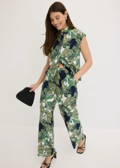 Sale Blusa estampada de viscosa fluida Mujer Conjuntos De Ropa|Camisas Y Blusas