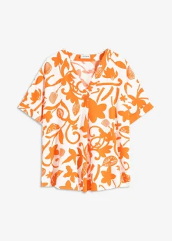 Online Blusa estampada tipo túnica de viscosa fluida Mujer Camisas Y Blusas