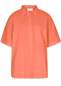 Discount Blusa holgada de media manga con lino Mujer Camisas Y Blusas