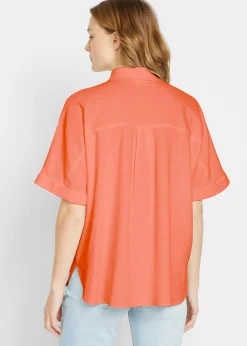 Discount Blusa holgada de media manga con lino Mujer Camisas Y Blusas