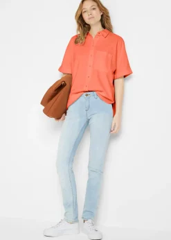 Discount Blusa holgada de media manga con lino Mujer Camisas Y Blusas