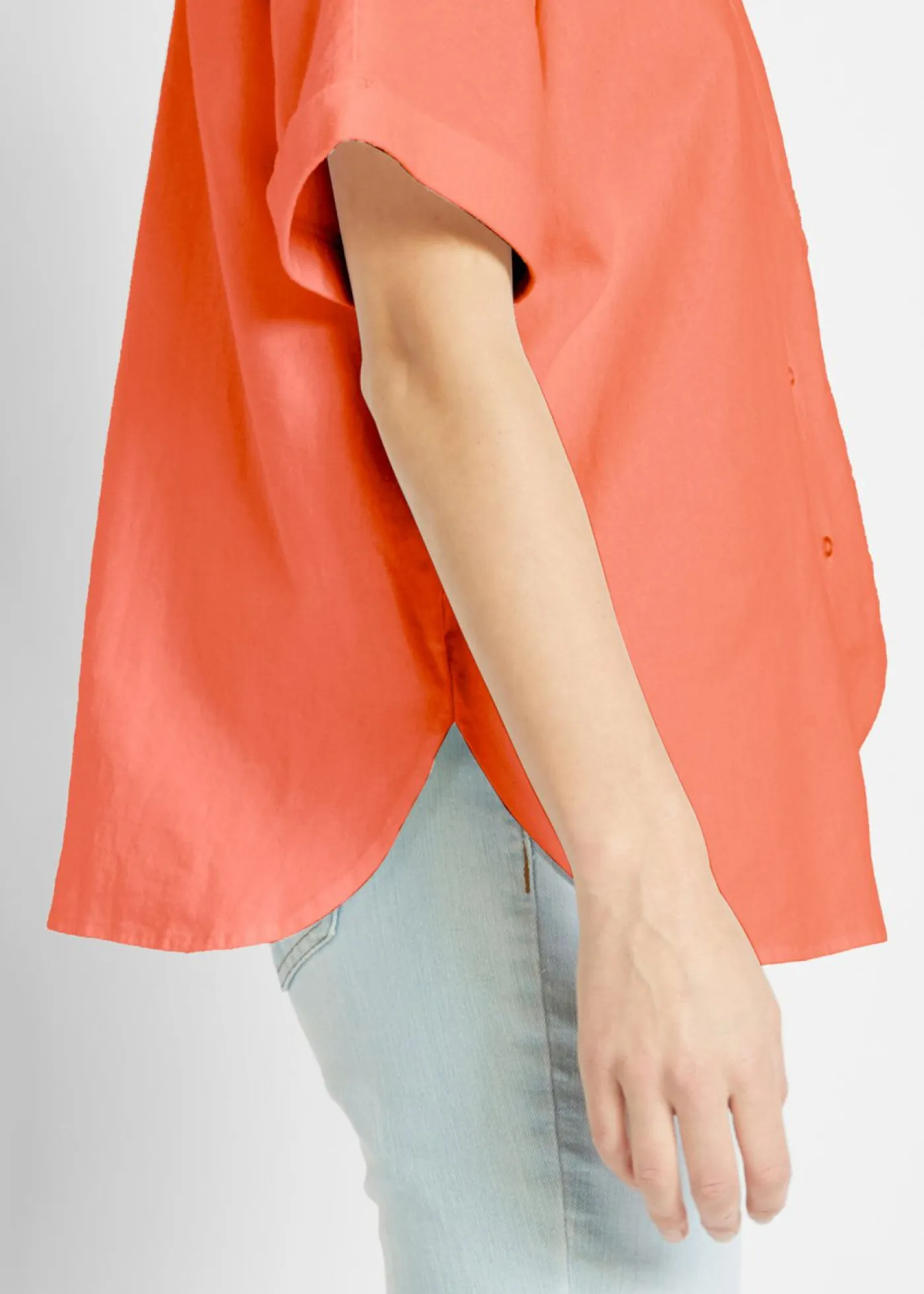 Discount Blusa holgada de media manga con lino Mujer Camisas Y Blusas