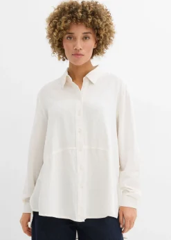 Outlet Blusa holgada de mezcla de lino Mujer Camisas Y Blusas|Novedades