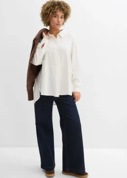 Outlet Blusa holgada de mezcla de lino Mujer Camisas Y Blusas|Novedades