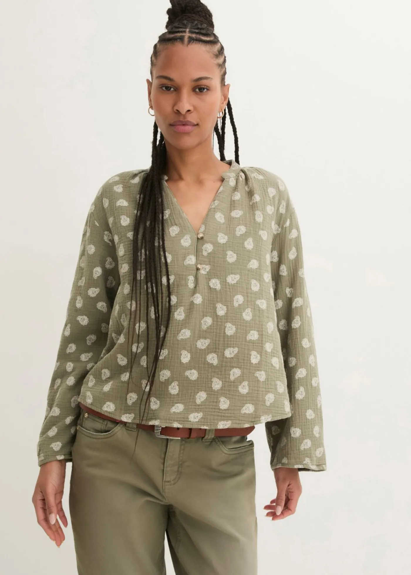 Online Blusa holgada de muselina vaporosa Mujer Camisas Y Blusas