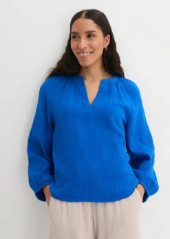 Outlet Blusa holgada de muselina Mujer Camisas Y Blusas|Novedades
