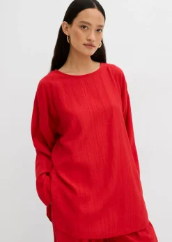 Best Blusa holgada tipo túnica de mezcla de viscosa arrugada con estructura Mujer Conjuntos De Ropa|Esenciales
