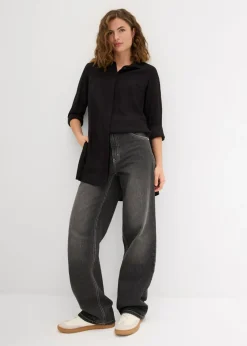 Online Blusa larga con abertura de viscosa fluida Mujer Camisas Y Blusas