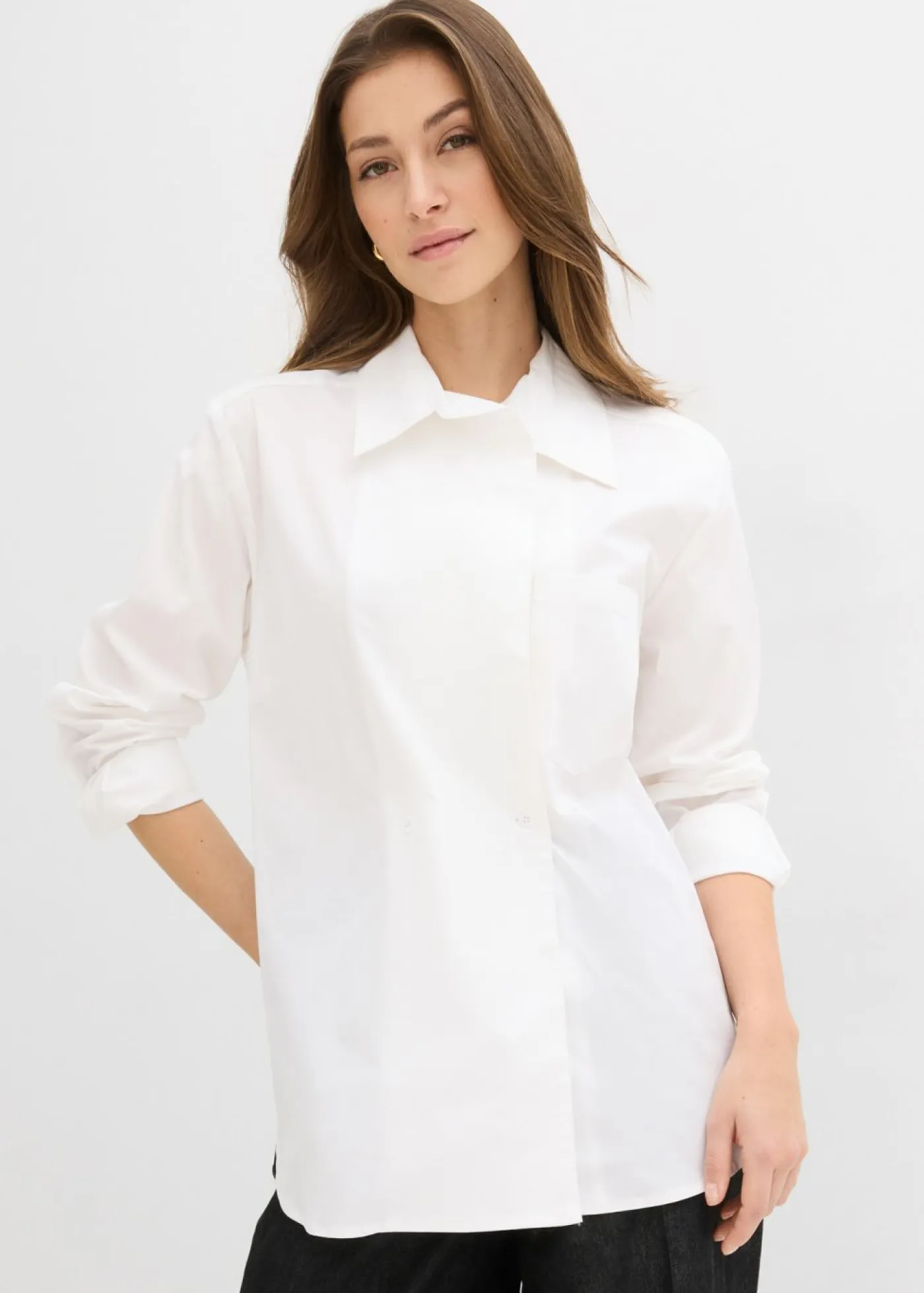 Hot Blusa larga con escote en V Mujer Camisas Y Blusas|Novedades