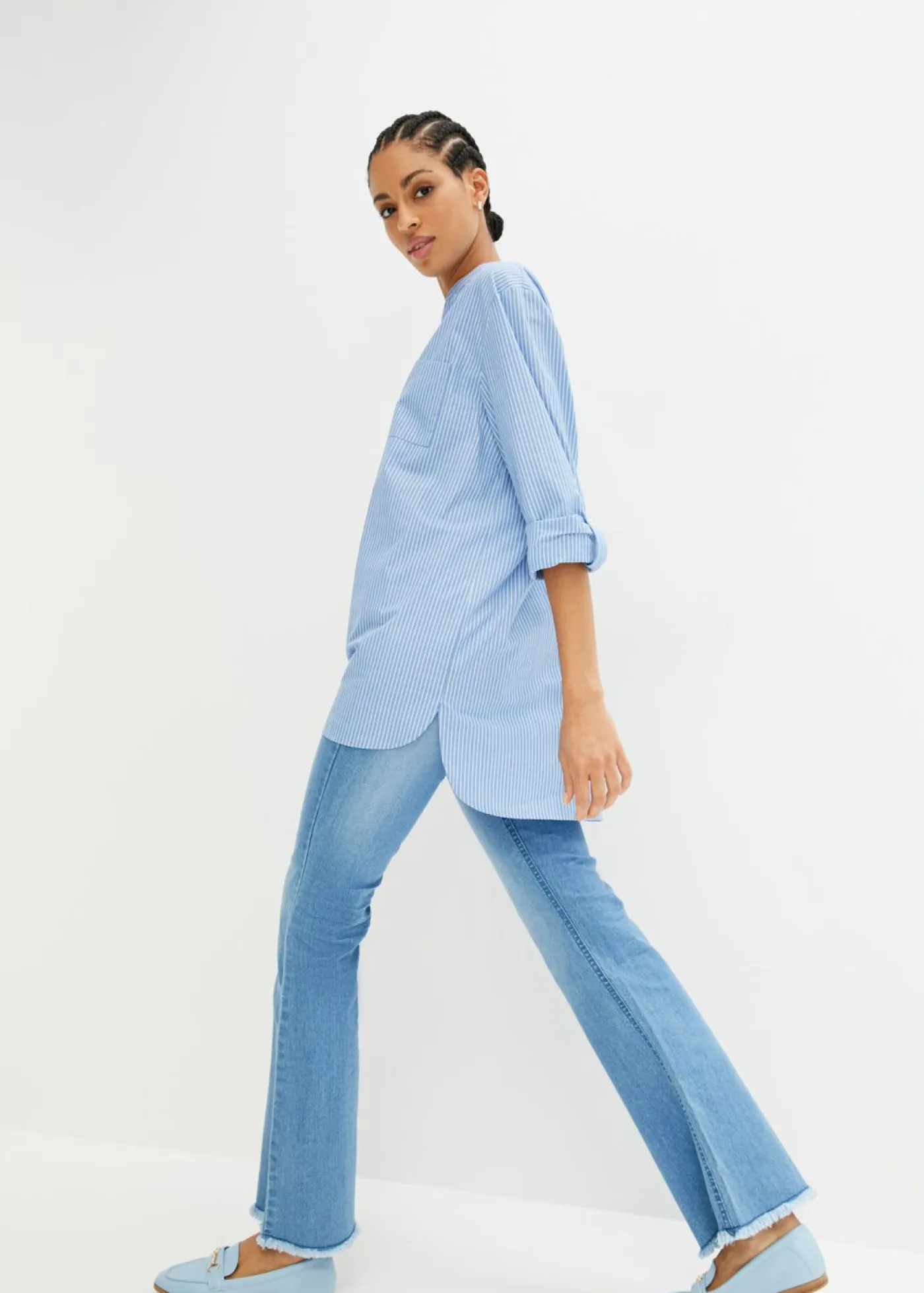 Blusa larga con mangas remangables Mujer Camisas Y Blusas