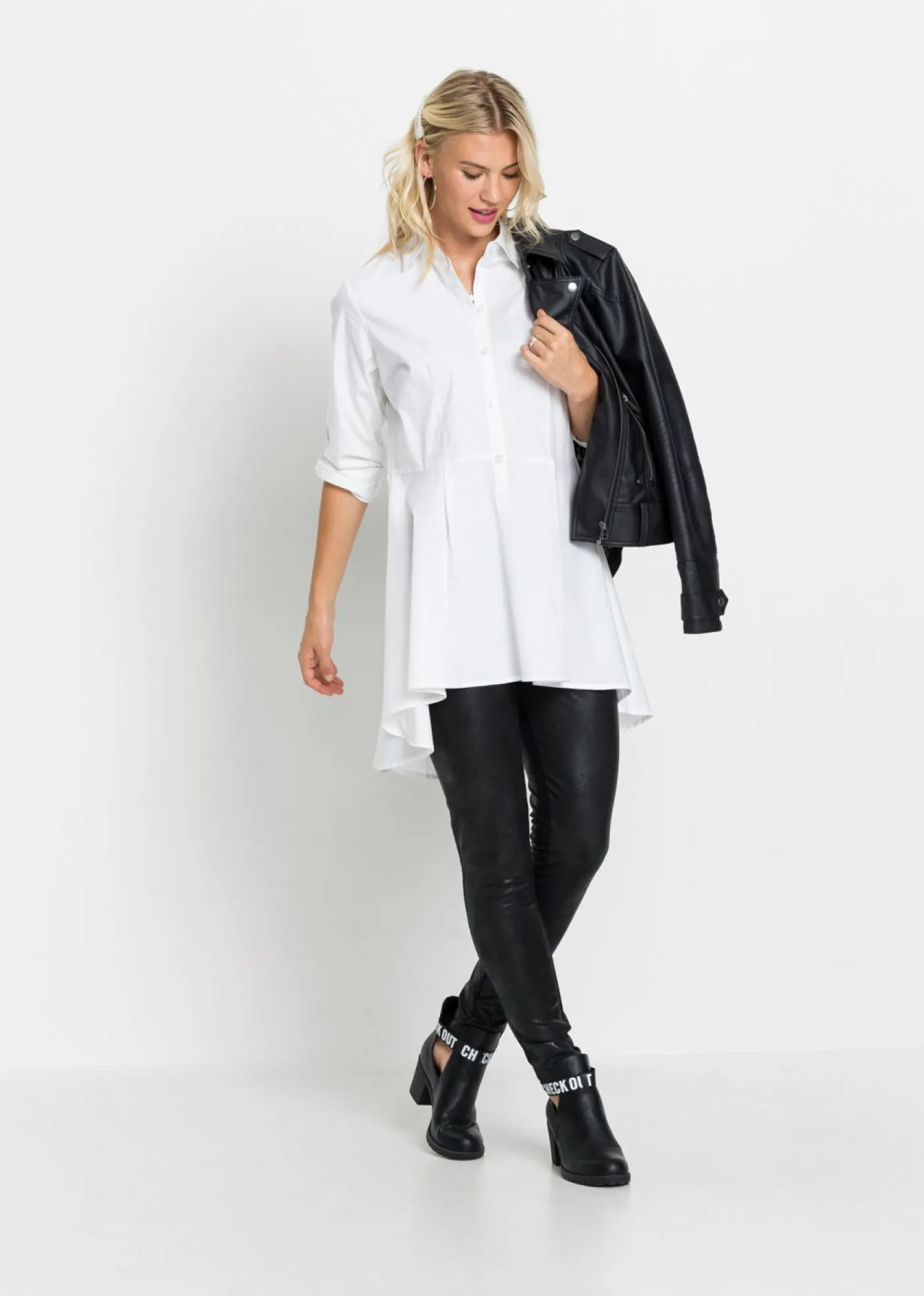 Blusa larga con volante Mujer Camisas Y Blusas