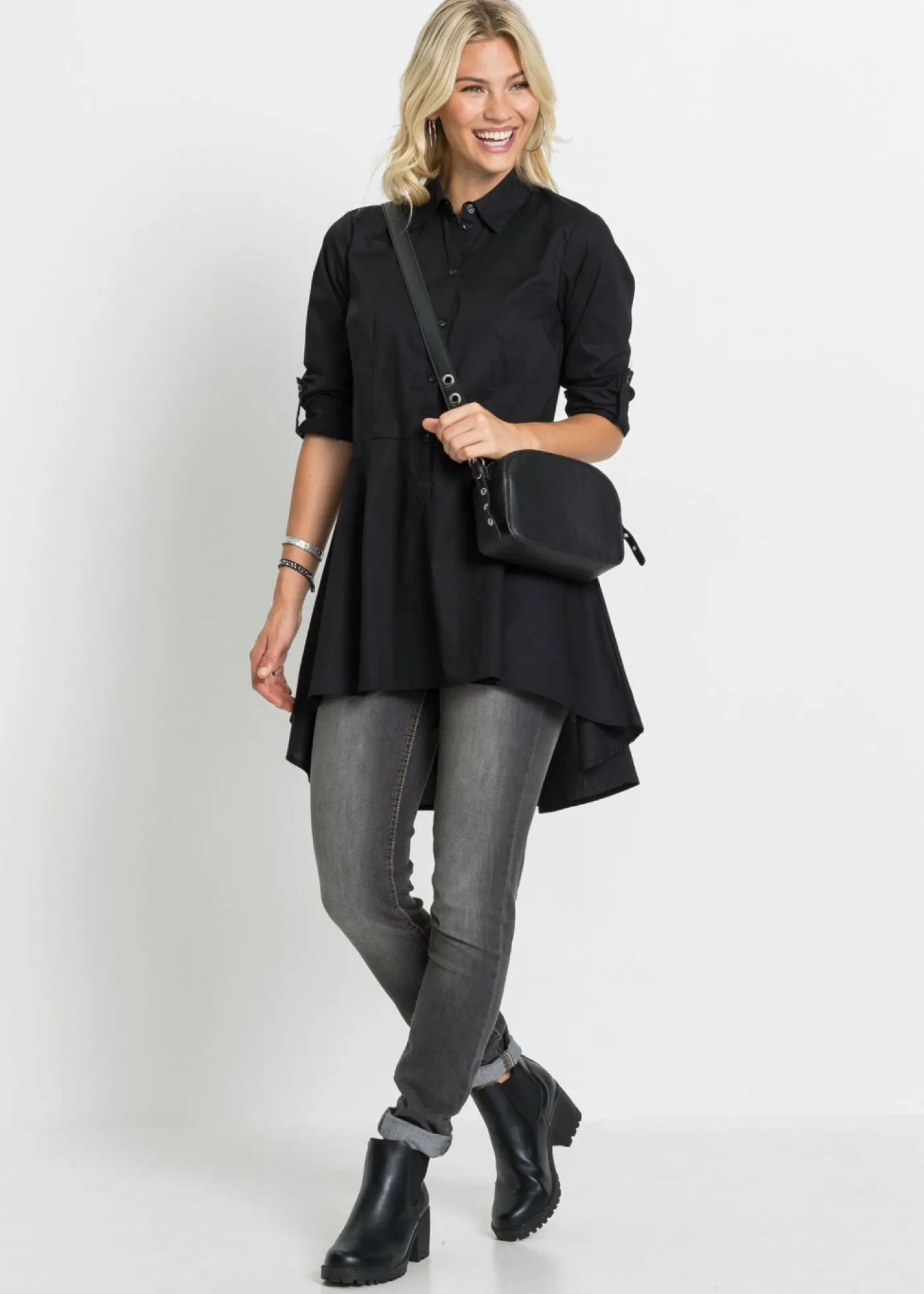 Online Blusa larga con volante Mujer Camisas Y Blusas