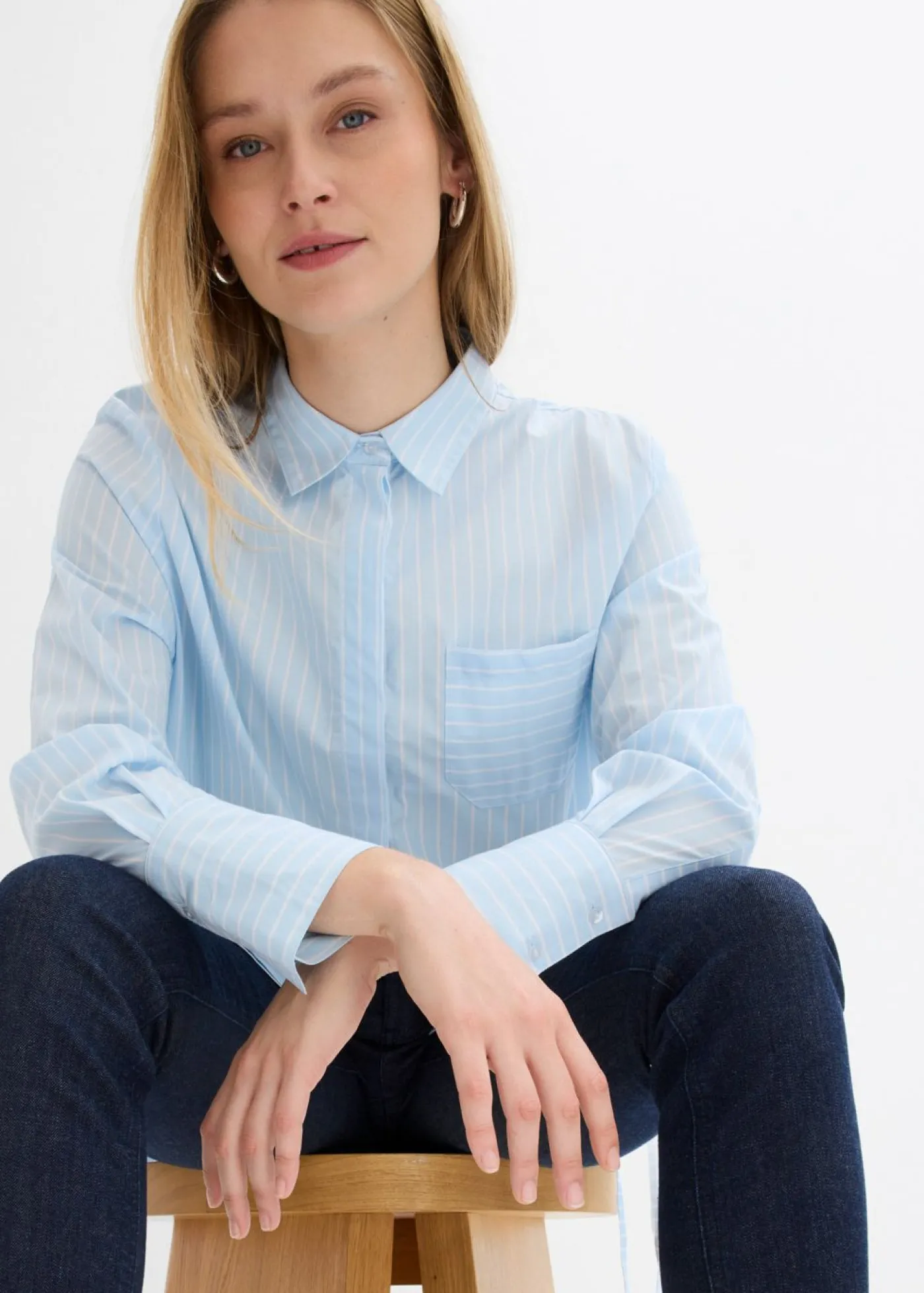 Clearance Blusa larga de algodón puro Mujer Camisas Y Blusas