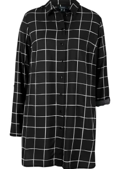 Clearance Blusa larga de cuadros con bolsillos Mujer Camisas Y Blusas