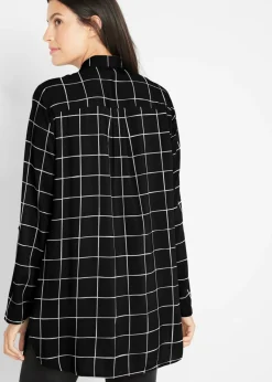 Clearance Blusa larga de cuadros con bolsillos Mujer Camisas Y Blusas