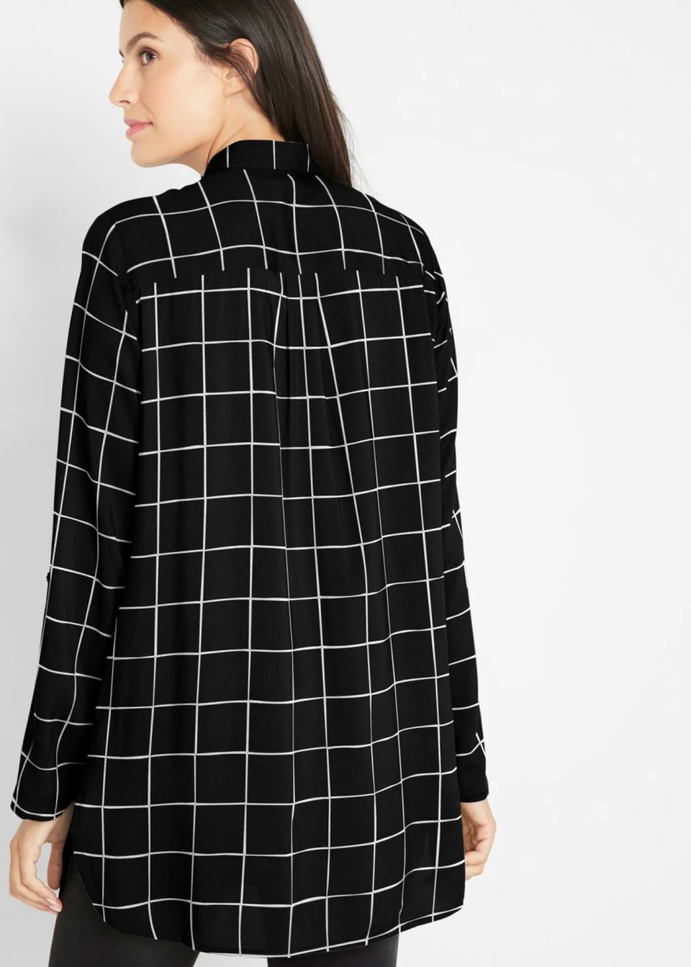 Clearance Blusa larga de cuadros con bolsillos Mujer Camisas Y Blusas