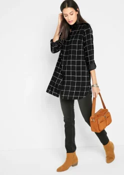 Clearance Blusa larga de cuadros con bolsillos Mujer Camisas Y Blusas