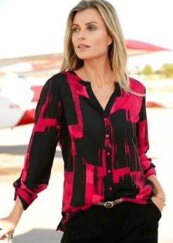 Discount Blusa larga de gasa con estampado Mujer Camisas Y Blusas