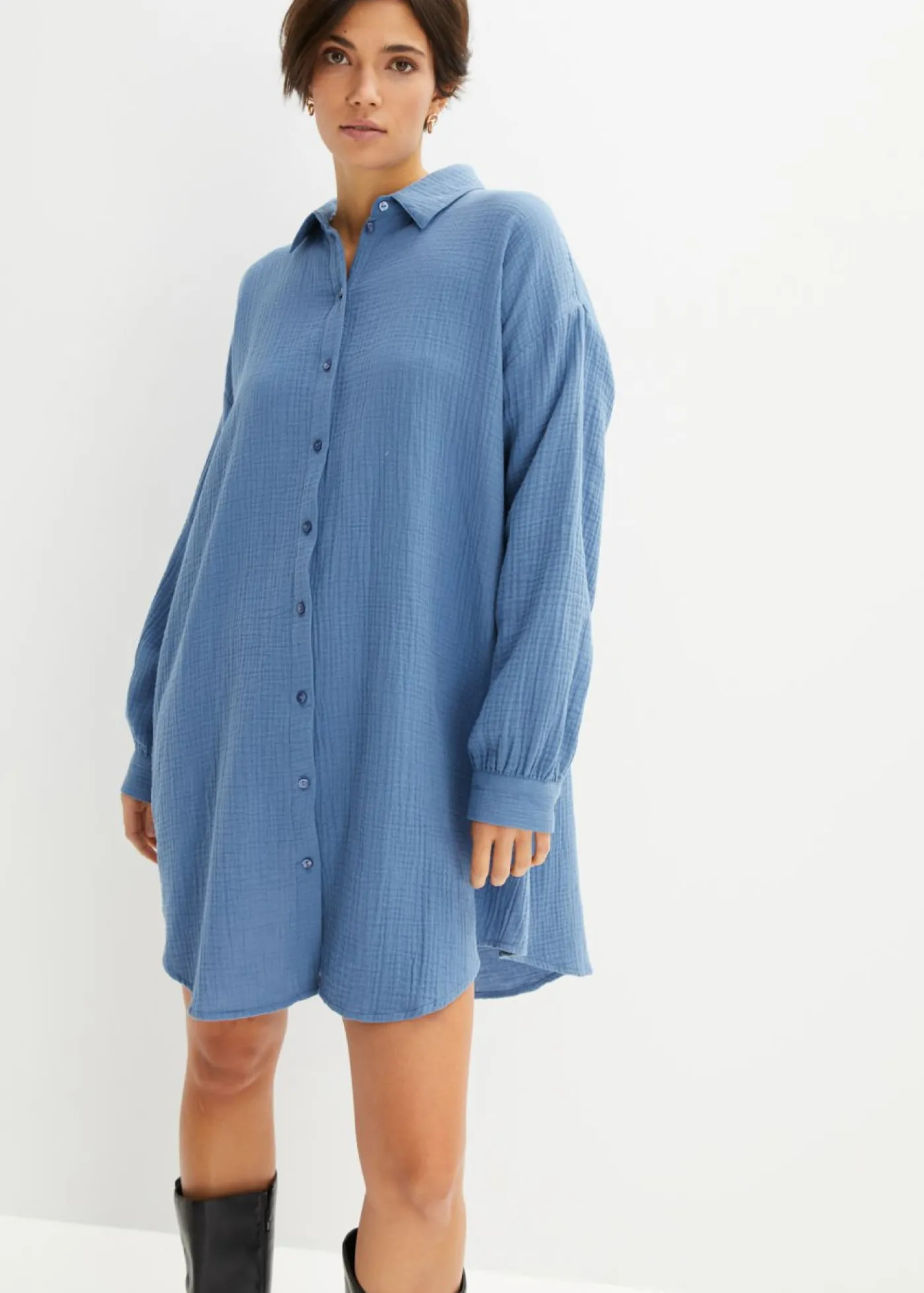 Blusa larga de muselina con corte holgado Mujer Camisas Y Blusas|Novedades
