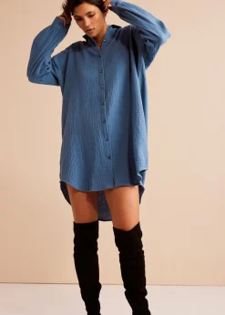 Blusa larga de muselina con corte holgado Mujer Camisas Y Blusas|Novedades