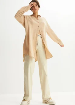 New Blusa larga de muselina con corte holgado Mujer Camisas Y Blusas|Novedades