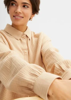 New Blusa larga de muselina con corte holgado Mujer Camisas Y Blusas|Novedades