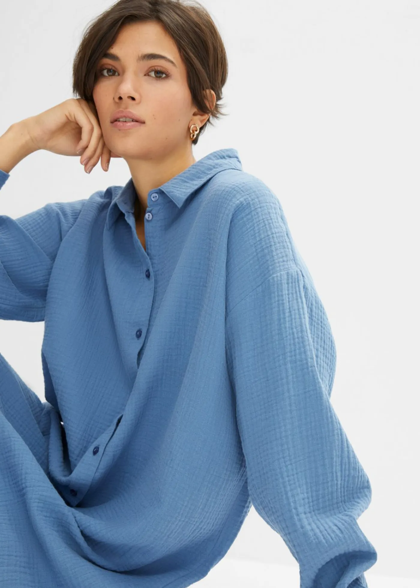 Discount Blusa larga de muselina con corte holgado Mujer Camisas Y Blusas|Novedades