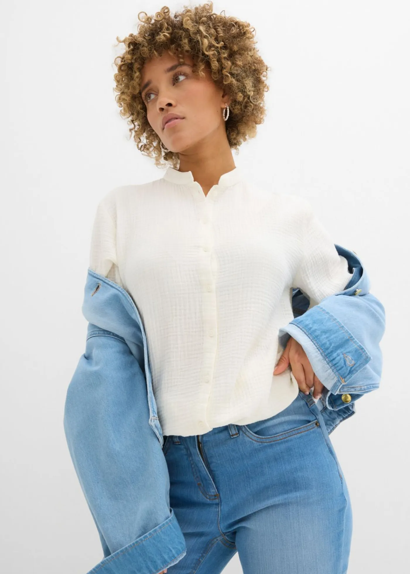 Discount Blusa larga de muselina ligera Mujer Camisas Y Blusas|Novedades