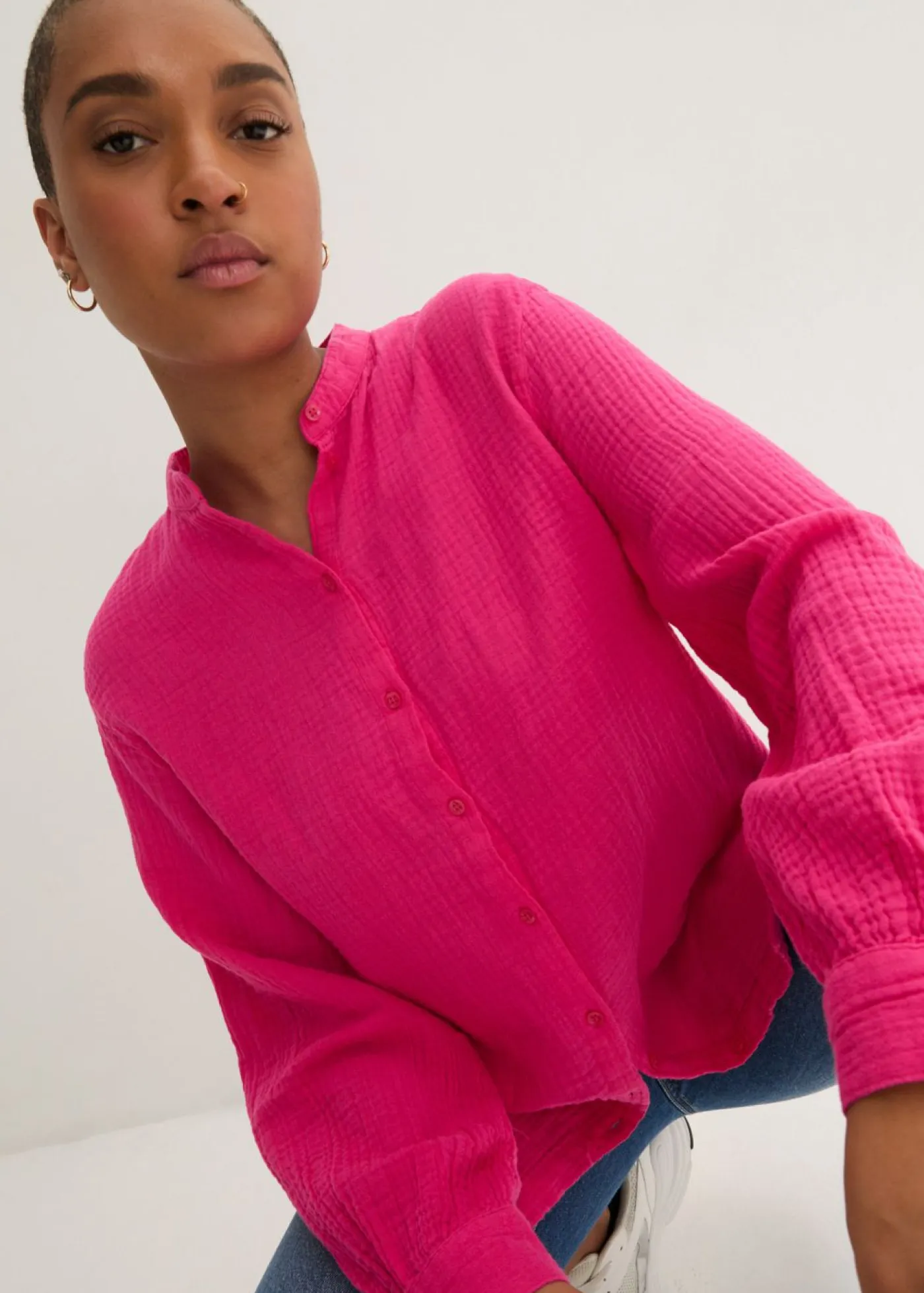 Hot Blusa larga de muselina ligera Mujer Camisas Y Blusas|Novedades