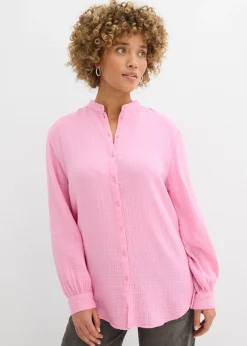 Best Blusa larga de muselina ligera Mujer Camisas Y Blusas|Novedades