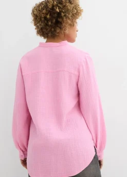 Best Blusa larga de muselina ligera Mujer Camisas Y Blusas|Novedades