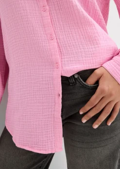 Best Blusa larga de muselina ligera Mujer Camisas Y Blusas|Novedades