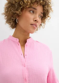 Best Blusa larga de muselina ligera Mujer Camisas Y Blusas|Novedades