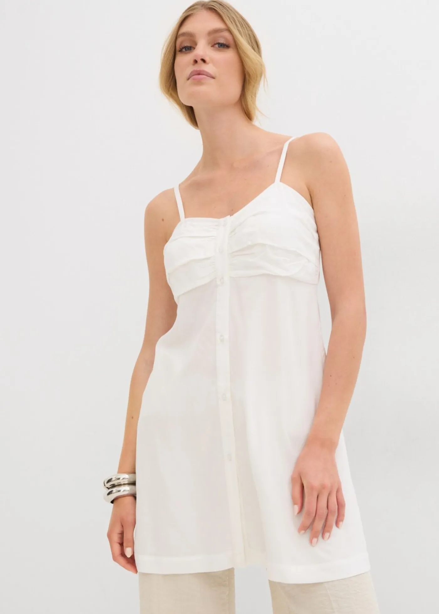 Blusa larga de viscosa fluida Mujer Camisas Y Blusas