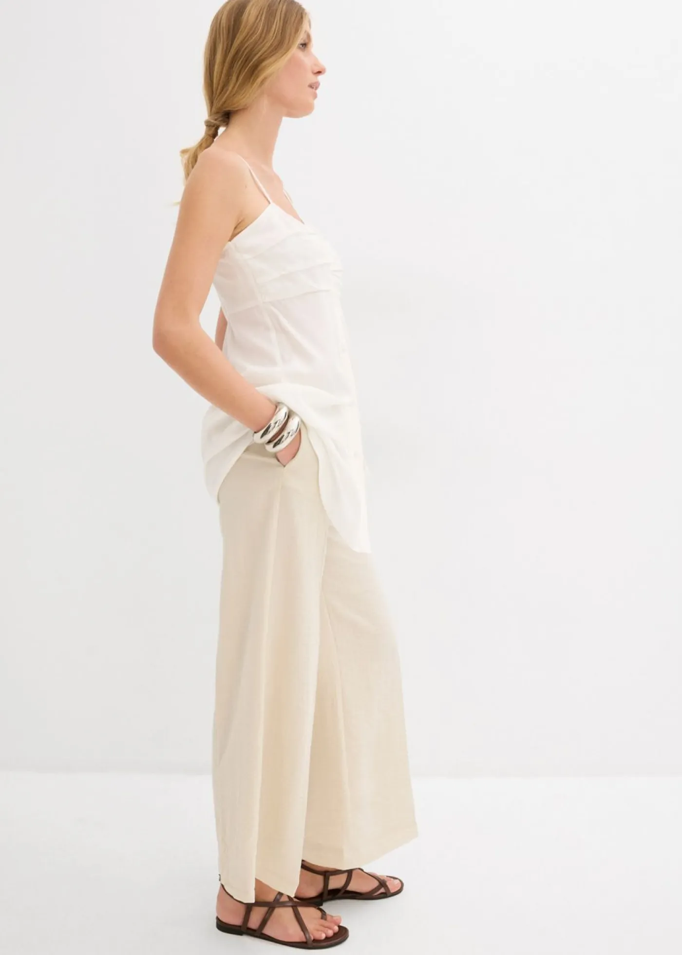 Blusa larga de viscosa fluida Mujer Camisas Y Blusas