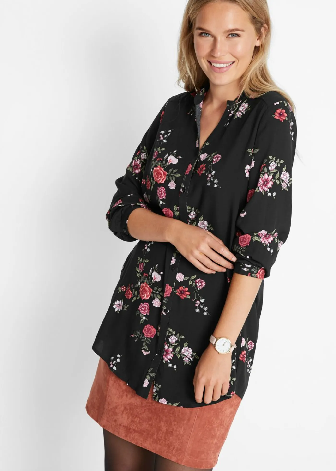 Online Blusa larga de viscosa fluida Mujer Camisas Y Blusas