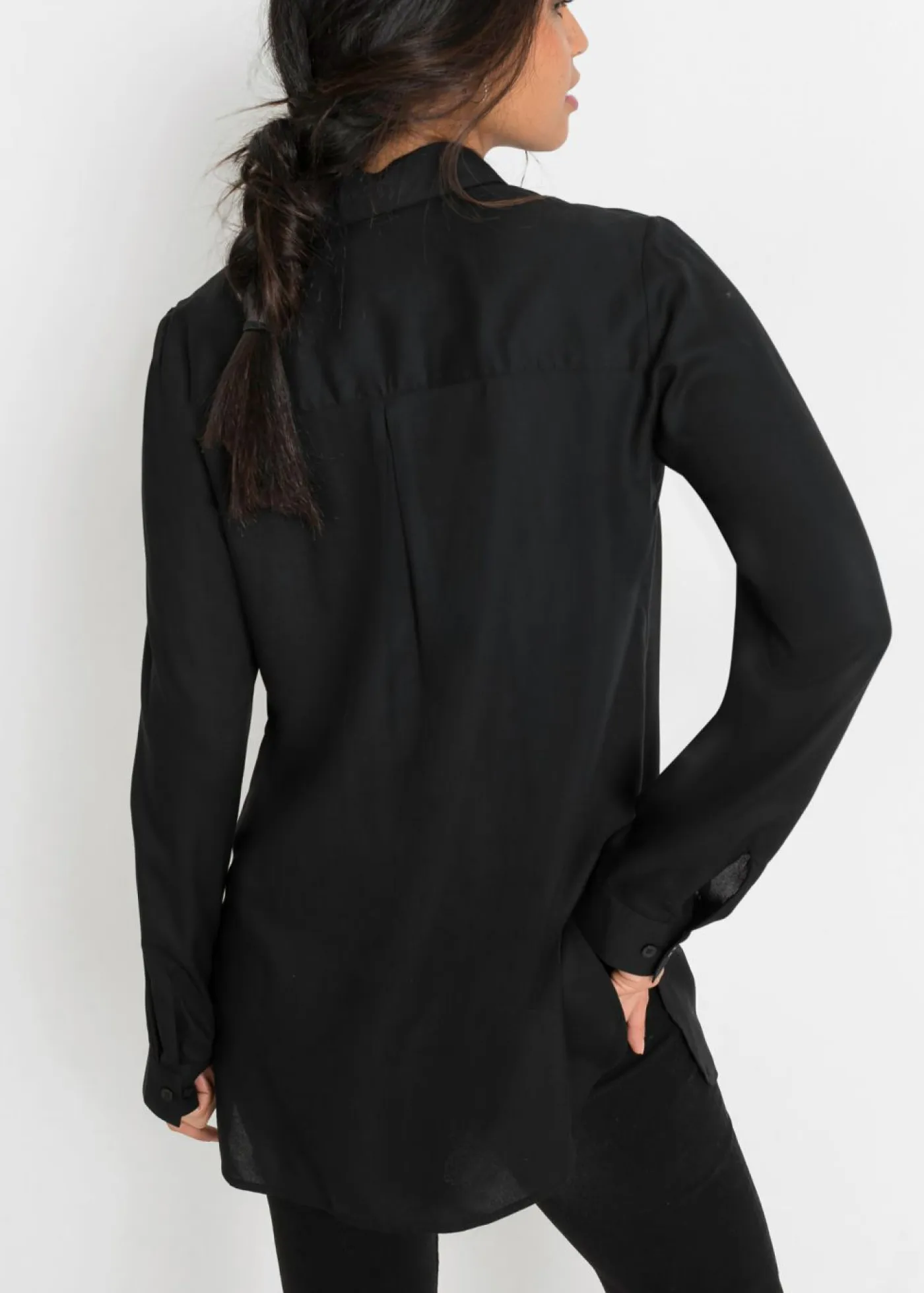 Outlet Blusa larga de viscosa pura Mujer Camisas Y Blusas