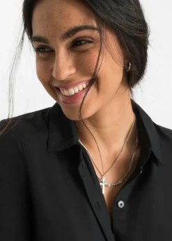 Outlet Blusa larga de viscosa pura Mujer Camisas Y Blusas
