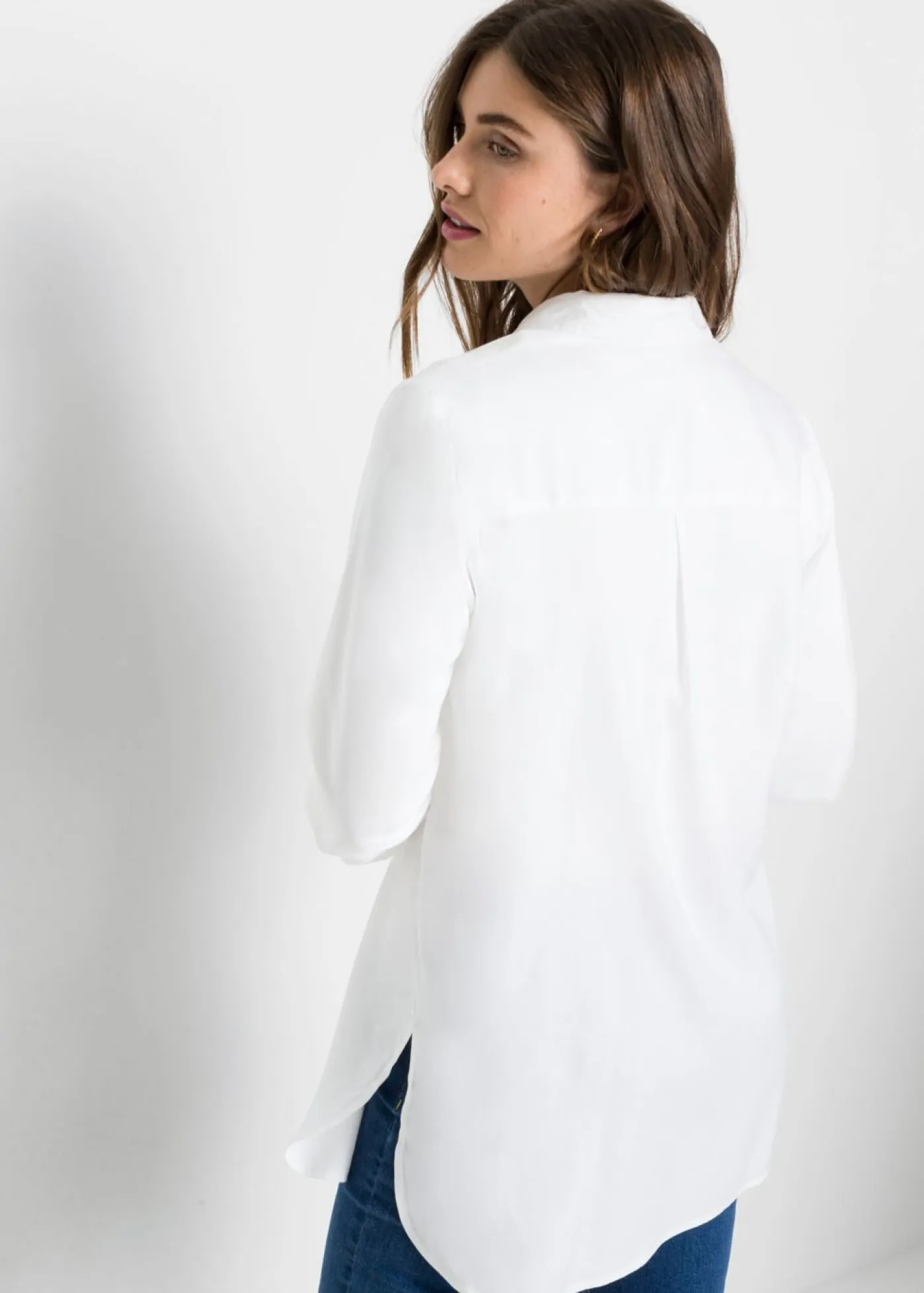 Blusa larga de viscosa pura Mujer Camisas Y Blusas