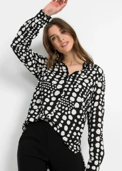 Best Blusa larga estampada de viscosa fluida Mujer Camisas Y Blusas
