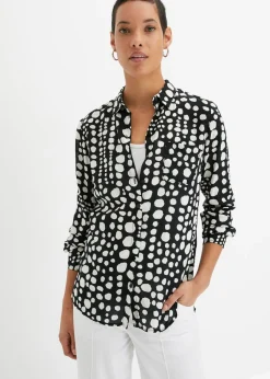 Best Blusa larga estampada de viscosa fluida Mujer Camisas Y Blusas