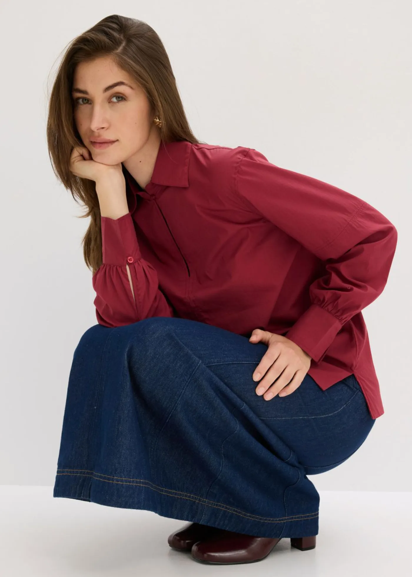Clearance Blusa oversize con mangas voluminosas Mujer Esenciales|Camisas Y Blusas