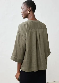 Hot Blusa oversize de lino puro Mujer Premium|Camisas Y Blusas