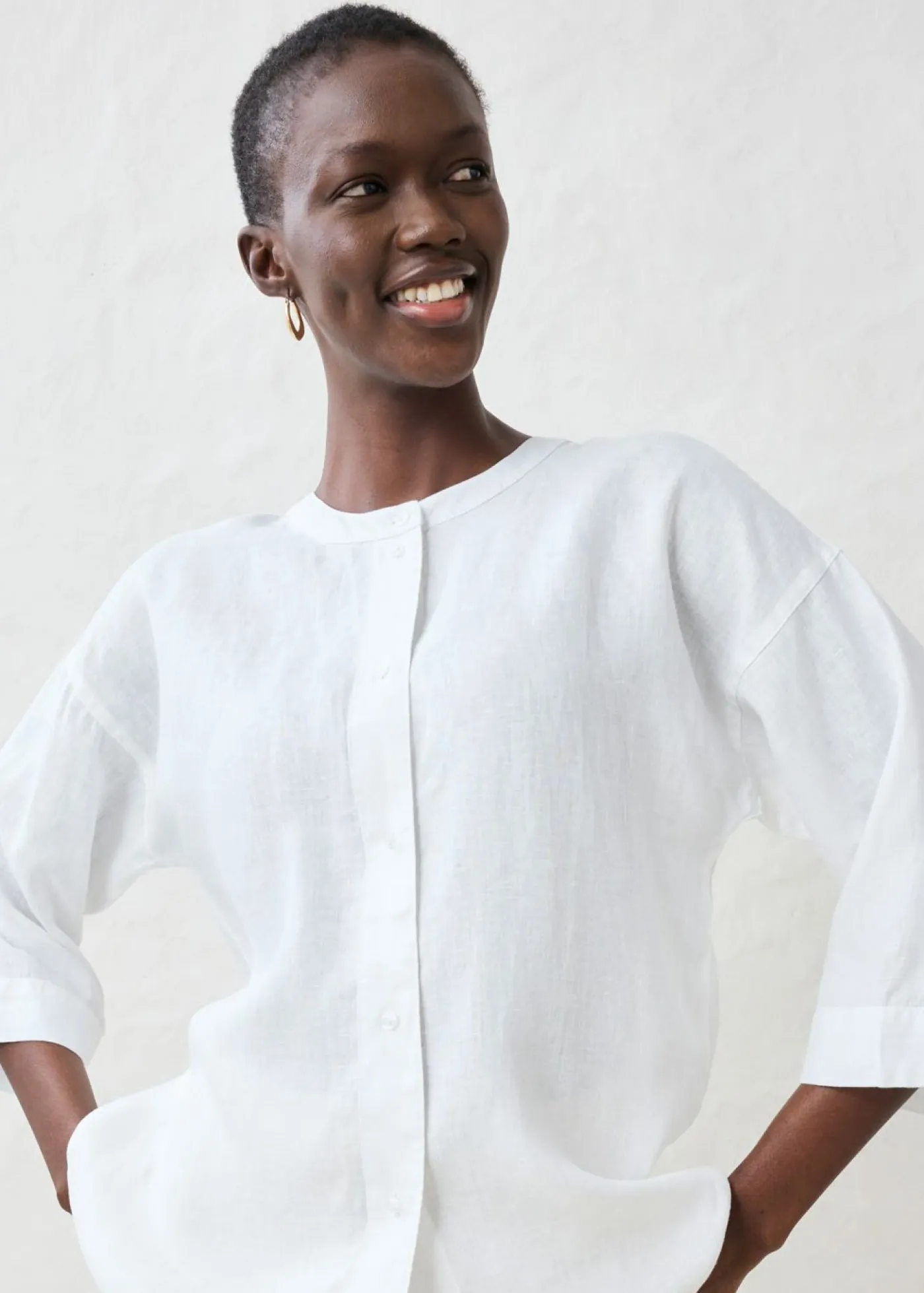 Blusa oversize de lino puro Mujer Premium|Camisas Y Blusas