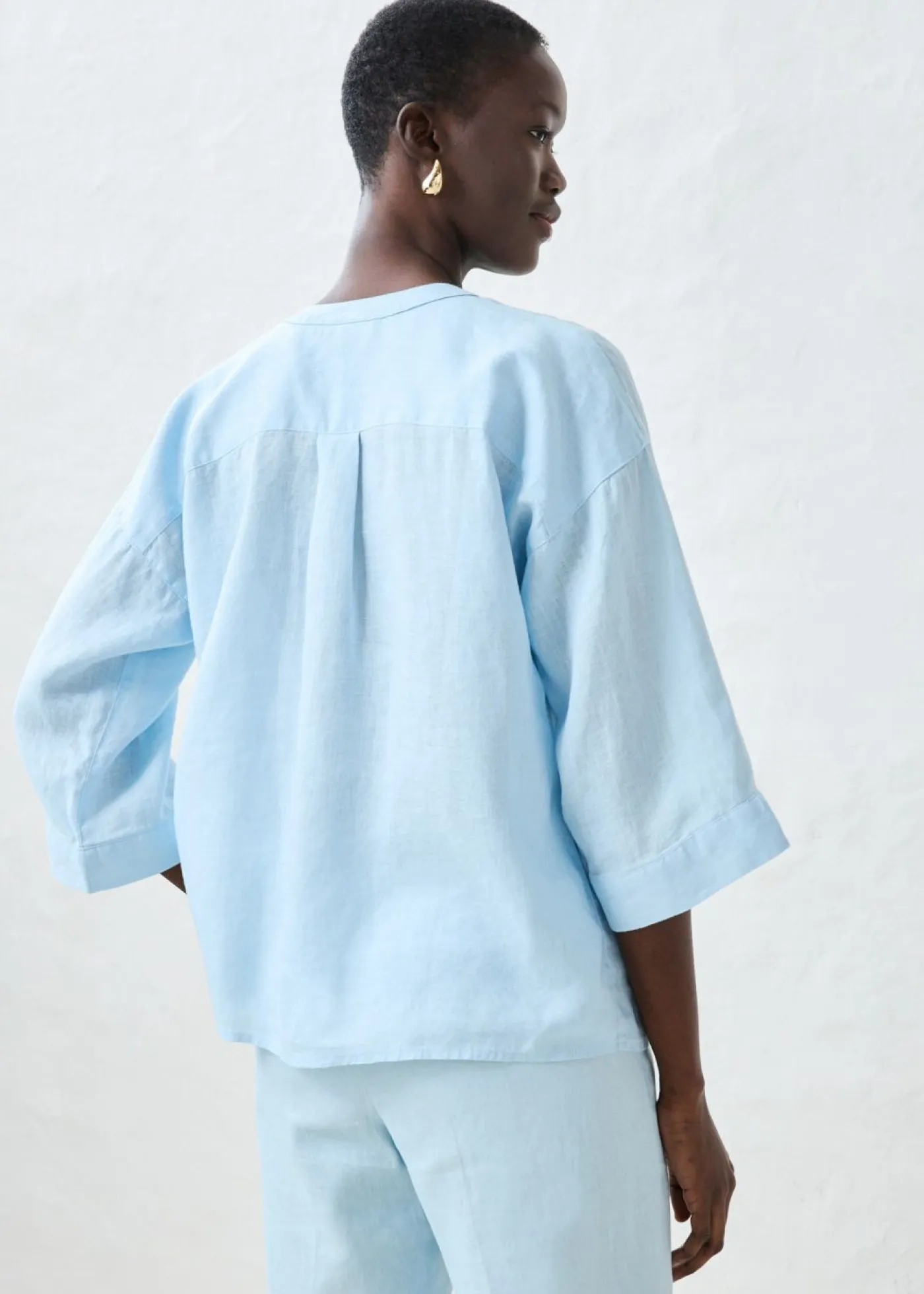 Online Blusa oversize de lino puro Mujer Premium|Camisas Y Blusas