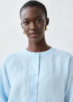 Online Blusa oversize de lino puro Mujer Premium|Camisas Y Blusas